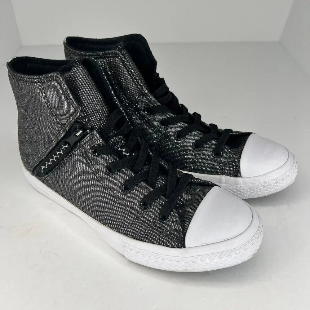 Converse Junior 661850F Gray Chuck Taylor All Star Lace Up Zip Size 6 Sneakers